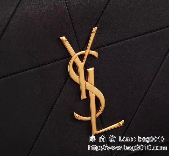 YSL聖羅蘭 新款 黑色原版皮拼接 鏈條單肩斜挎包 26826 YAS1193